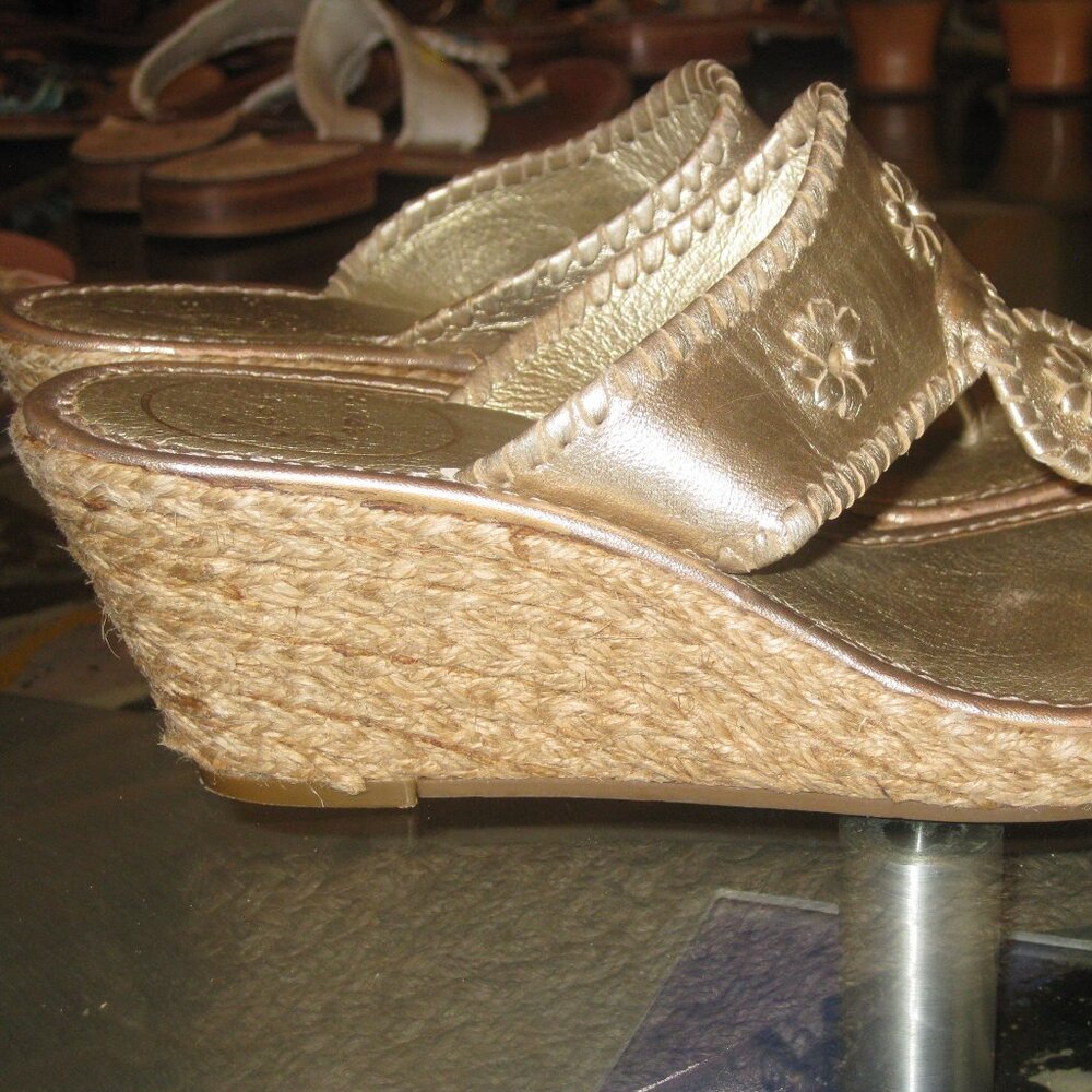 Jack Rogers Sandals (Gold Metallic Wedge Huarache)